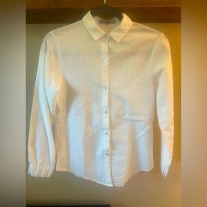 MISS LOOK WOMEN'S BLOUSE LONG SLEEVE BUTTON FRONT WHITE COTTON BLEND SIZE S